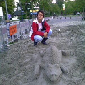 Zandsculptuur Krokodil
