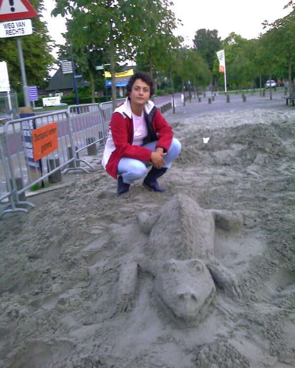 Zandsculptuur Krokodil